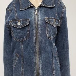 French Cuff zippered denim jacket